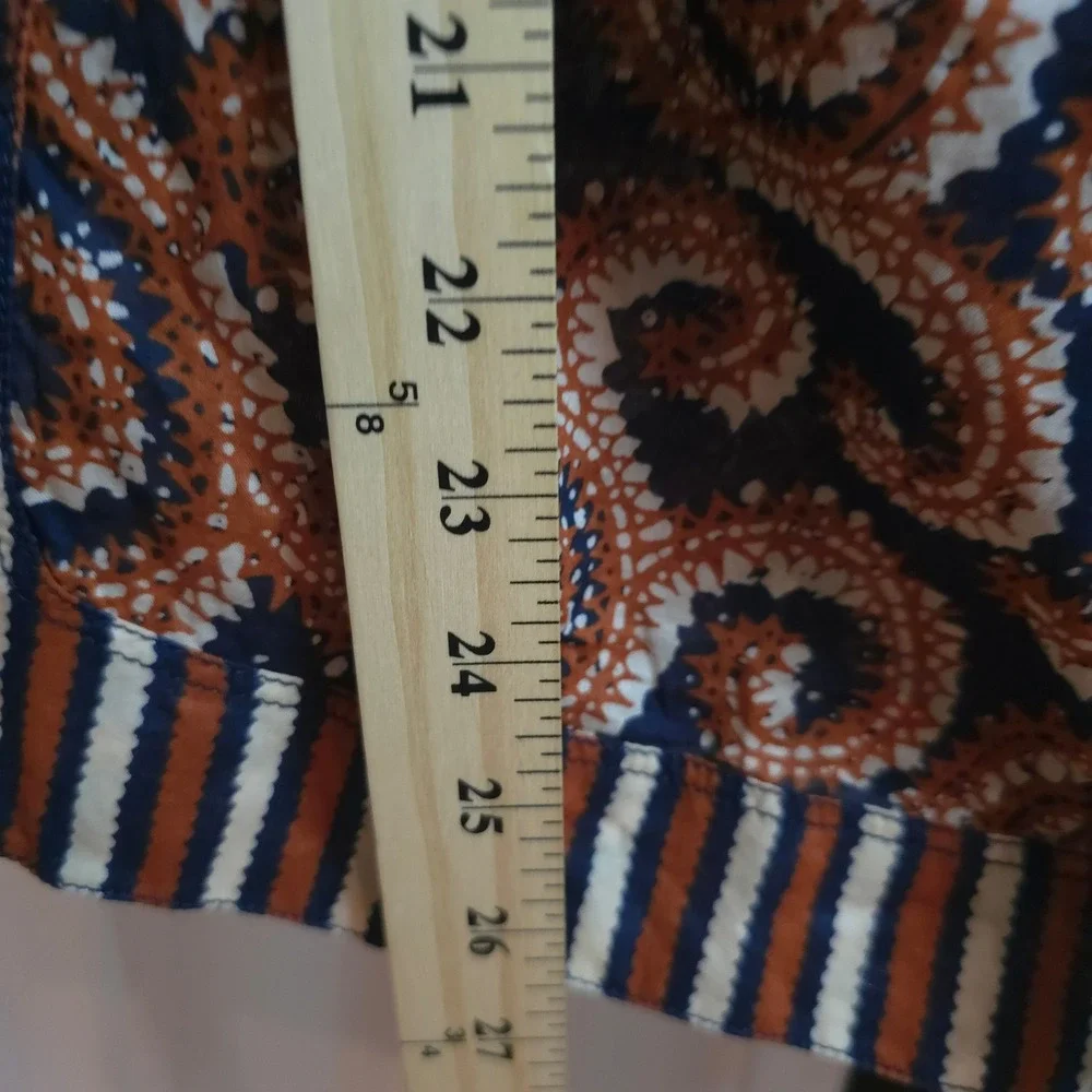 Tory Burch‎ Blue Orange Paisley Print Tunic Top Blouse Size 8